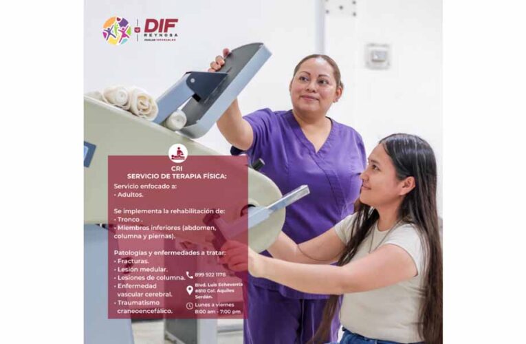 DIF Reynosa ofrece servicios de terapia física para adultos en el CRI