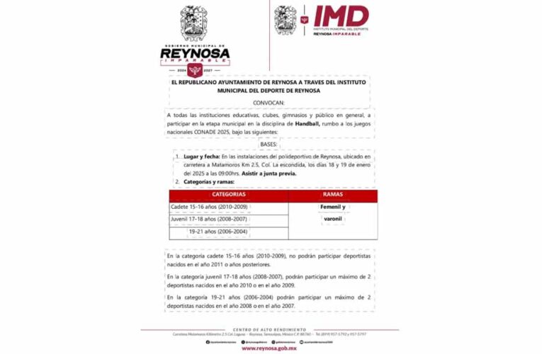 Sigue el registro para la etapa municipal de Handball