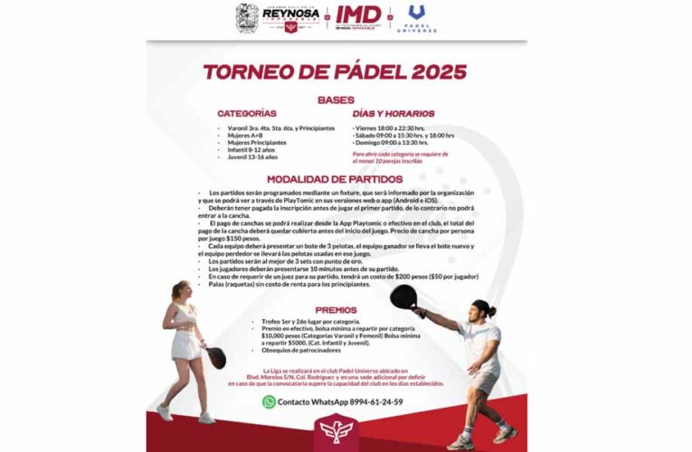 Inscríbete a la Liga Municipal de Pádel 2025