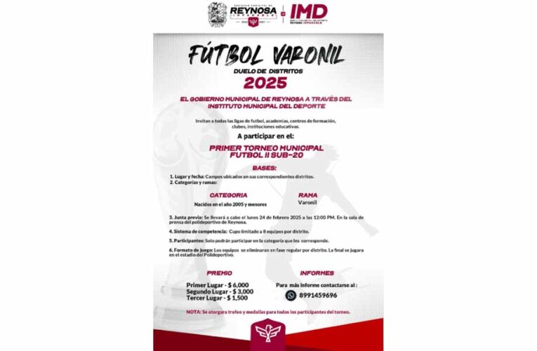 Sigue la invitación al Torneo Municipal de Fútbol 11 Sub-20