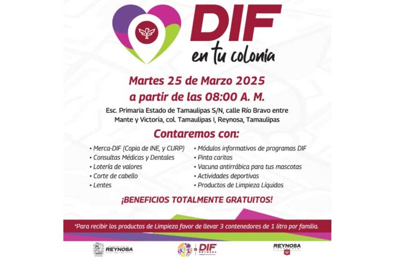 Llevará DIF-Reynosa servicios y apoyos a la colonia Tamaulipas I