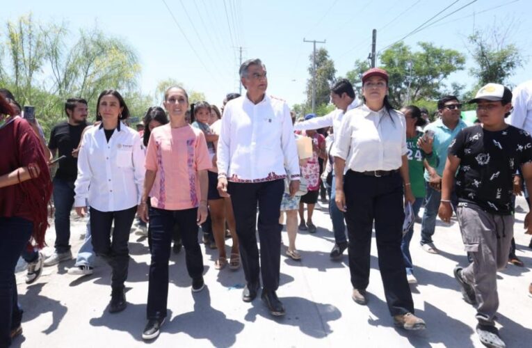 La presidenta Claudia y el gobernador Américo visitan a damnificados de Reynosa