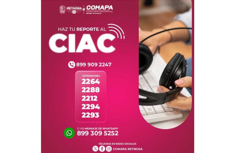 Invita COMAPA a realizar sus reportes a través de las líneas telefónicas del CIAC