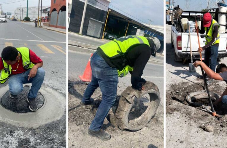 Refuerza COMAPA reemplazo de brocales en diferentes sectores