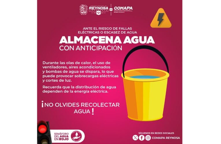 Recomienda COMAPA almacenar agua con anticipación en esta temporada de altas temperaturas