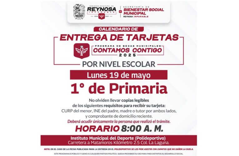 Entregarán Becas en Reynosa, Municipio con más apoyo a los estudiantes en Tamaulipas