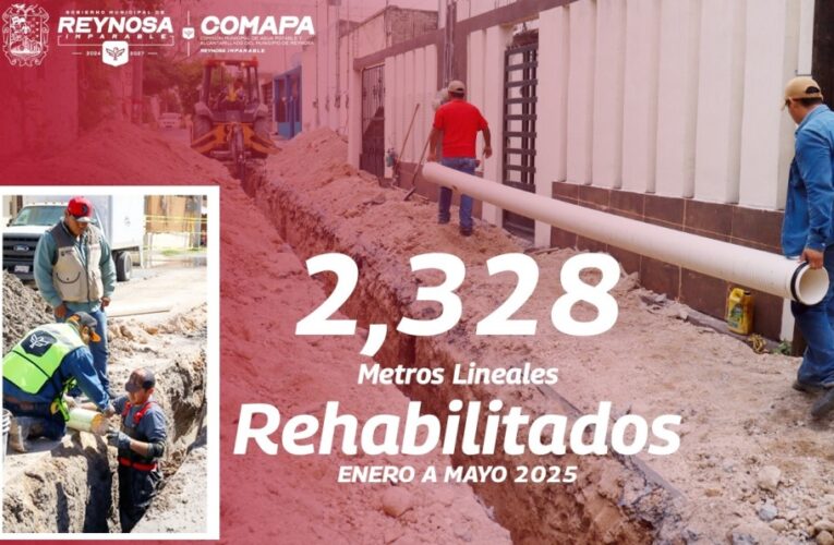 Rehabilitó COMAPA 2,328 metros lineales de red sanitaria de enero a mayo del 2025