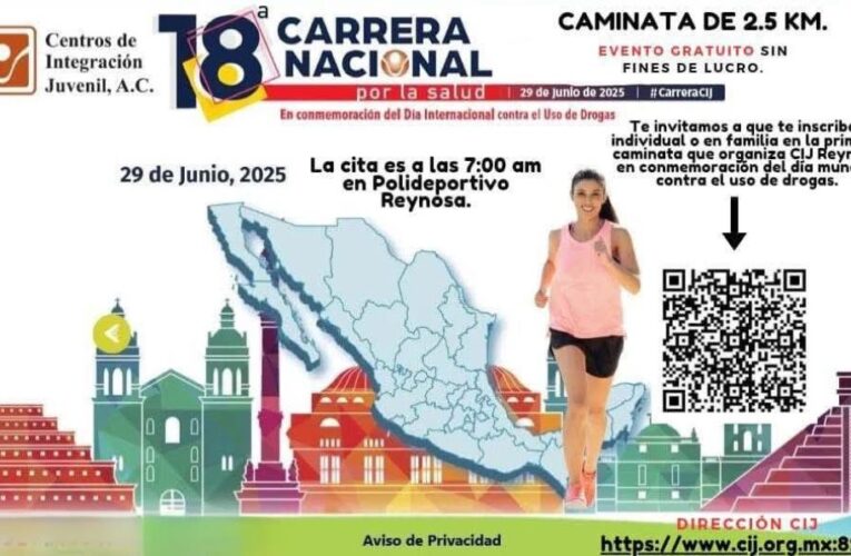 Invita Gobierno de Reynosa a participar en la 18ª Carrera Nacional por la Salud