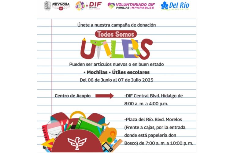 Invitan DIF-Reynosa y Voluntariado a participar en la Campaña «Todos Somos Útiles»