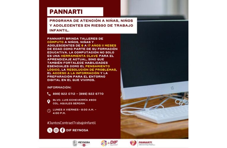 Ofrece DIF-Reynosa taller de cómputo a través de PANNARTI