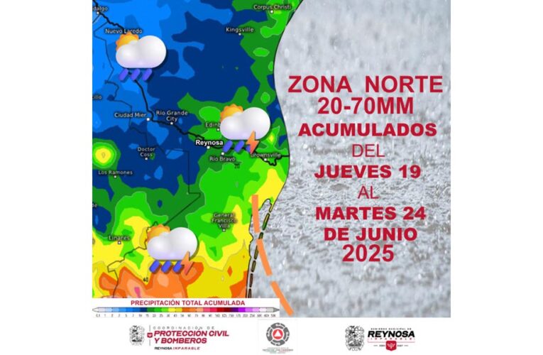 Emite Protección Civil alerta por lluvias constantes en Reynosa