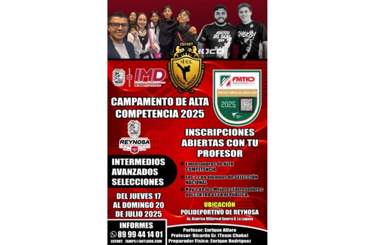 Será sede Reynosa del Campamento de Alta Competencia de Taekwondo 2025
