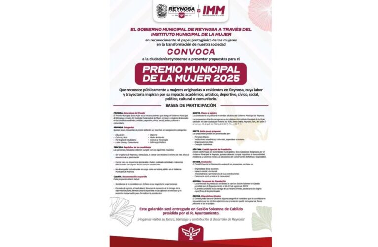Convoca Gobierno de Carlos Peña Ortiz al Premio Municipal de la Mujer 2025