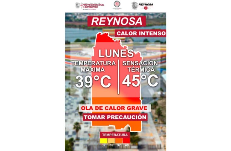 Ola de calor extremo afecta a Reynosa con 39° Centígrados