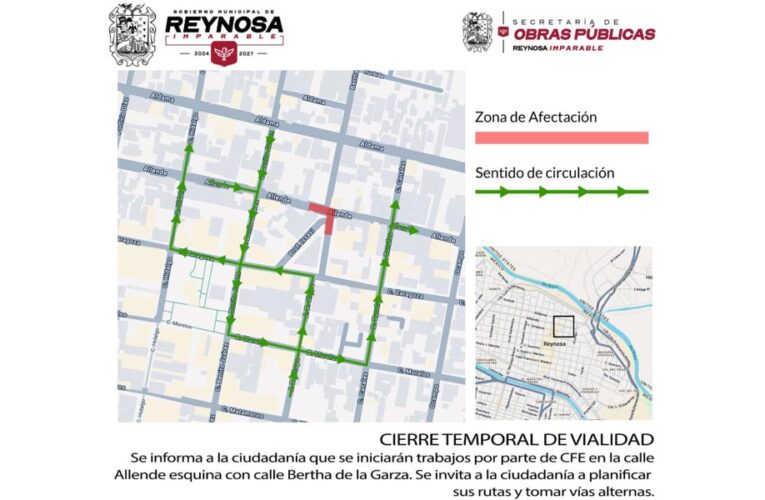Aviso de cierre temporal de vialidad zona centro