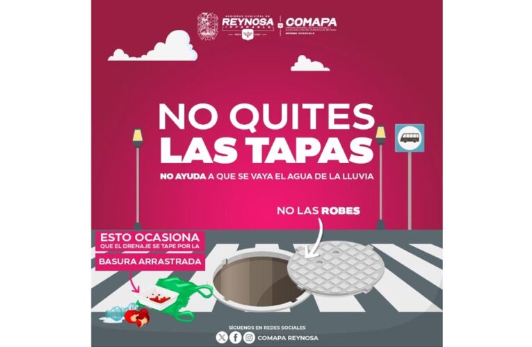 Exhorta COMAPA a cuidar las redes sanitarias evitando retirar las tapas