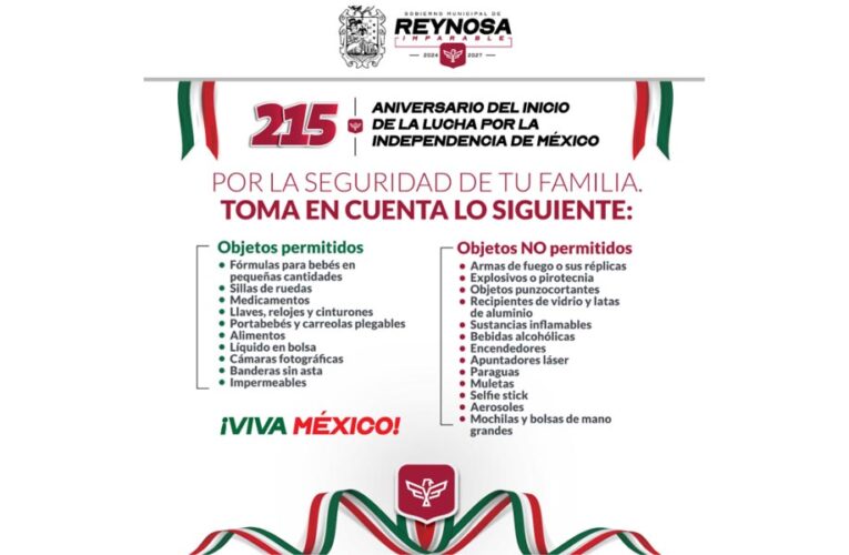 Colabora con la seguridad al celebrar la Independencia de México en Reynosa