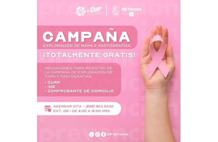 Prepara DIF-Reynosa campaña gratuita de exploración de mama y mastografías