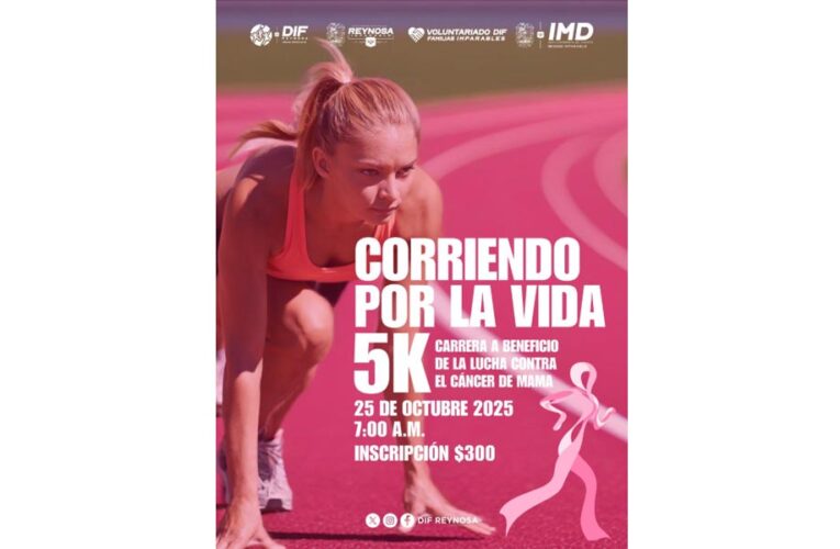 Invita DIF-Reynosa a participar en la Carrera 5K “Corriendo por la Vida”