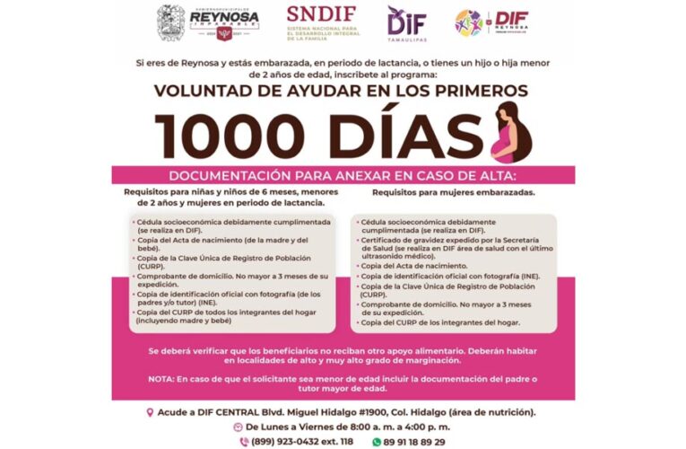 Invita DIF-Reynosa a registrarse al programa “Voluntad de Ayudar en los Primeros 1000 Días”