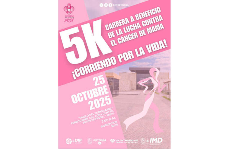 Invita DIF Reynosa a la ciudadanía a correr por la vida en apoyo a la lucha contra el cáncer de mama