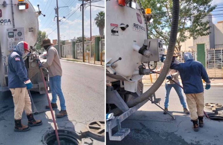 Sondeó COMAPA drenaje sanitario en la colonia Hacienda las Bugambilias
