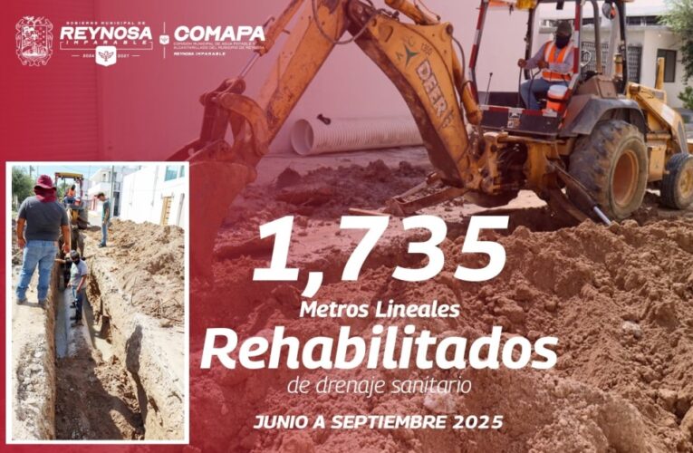 Rehabilitó COMAPA 1,735 ml de drenaje sanitario de junio a septiembre