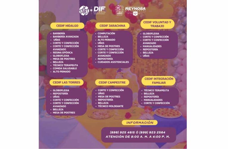 Cuenta DIF-Reynosa con espacios en los talleres CEDIF para impulsar el desarrollo y el autoempleo
