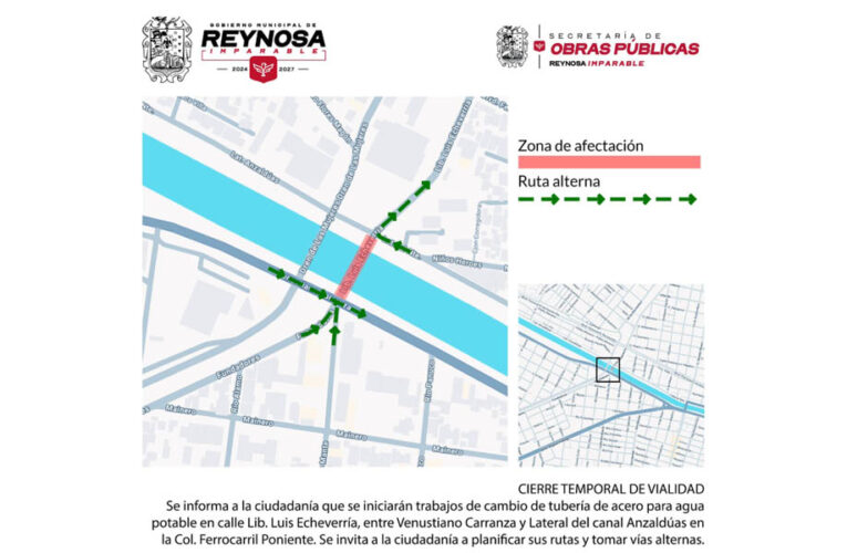 Permanece cerrado cruce por obra hidráulica en colonia Ferrocarril