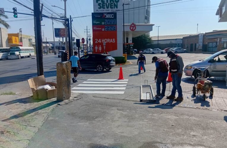 Resguardan con cruces «cebra» a peatones en Reynosa