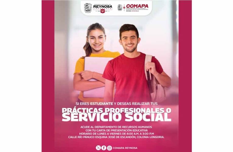 Invita COMAPA a estudiantes a realizar su servicio social o prácticas profesionales en el organismo