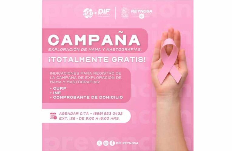 Refuerza DIF-Reynosa campaña gratuita de exploración de mama y mastografías