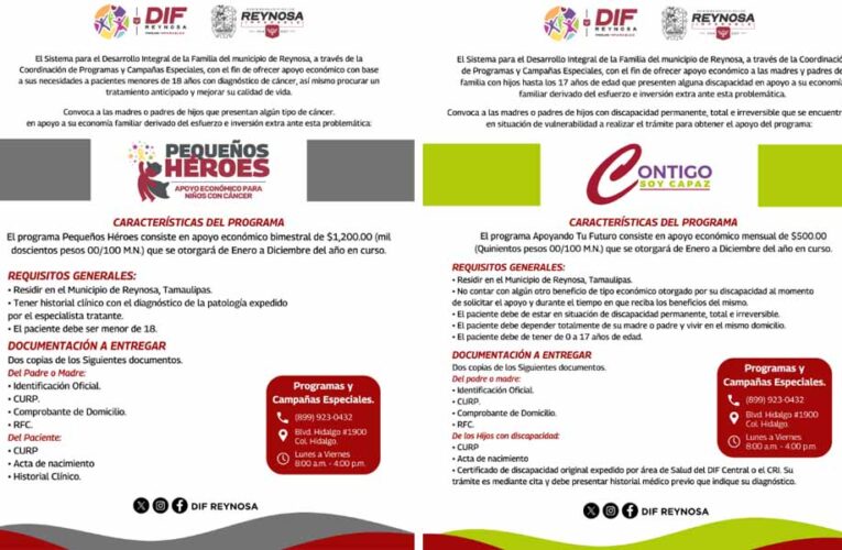 Abre DIF-Reynosa convocatoria para renovación y nuevo ingreso a programas de becas