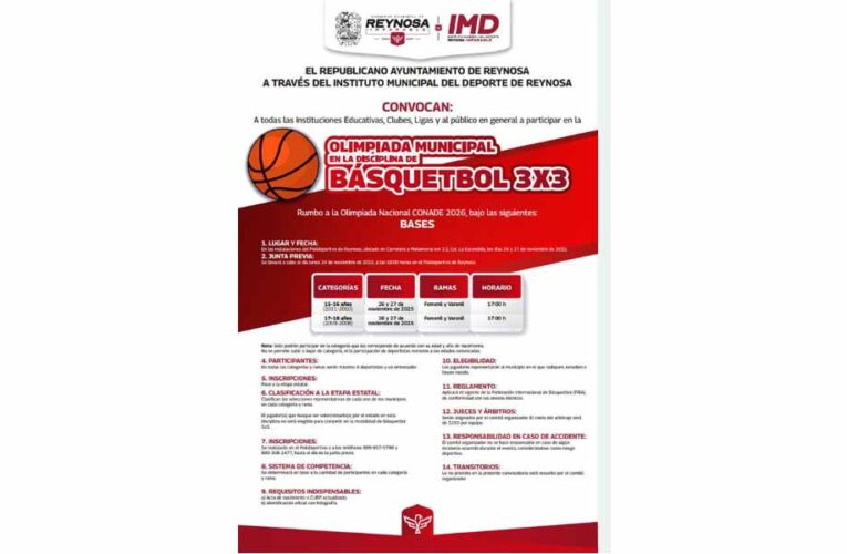 Invita Carlos Peña Ortiz a Torneo 3×3 de Basquetbol