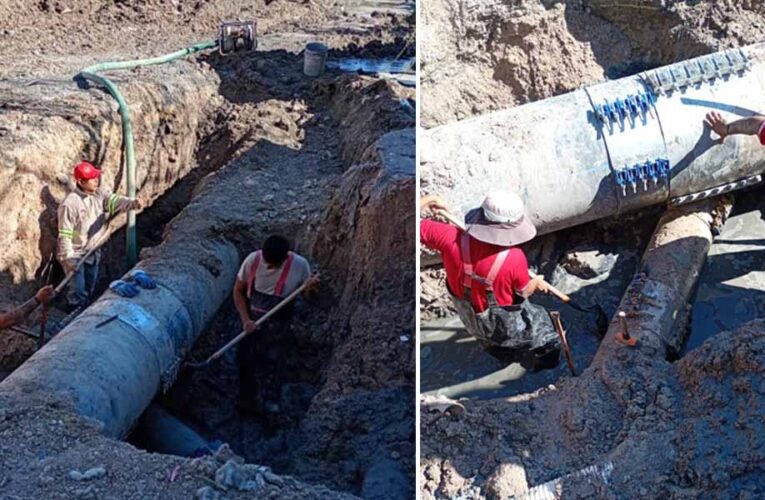 Trabaja COMAPA Reynosa en la reparación del emisor sanitario en la colonia Manuel Tárrega