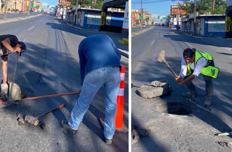 Instaló COMAPA brocales nuevos en bulevar Hidalgo para reforzar la seguridad vial