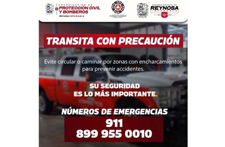 Alerta Protección Civil y Bomberos por lluvias en Reynosa
