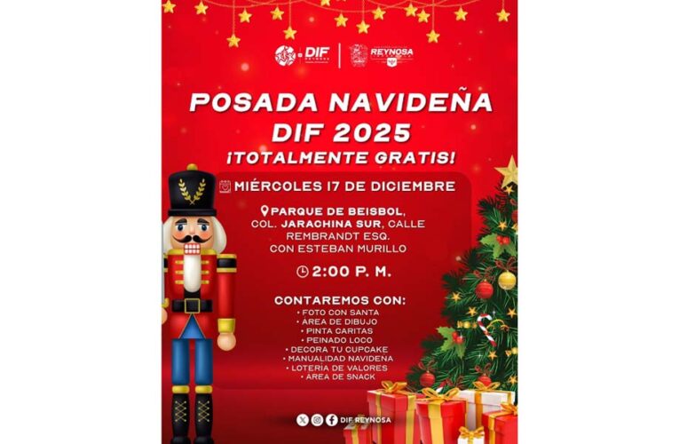 Invita DIF-Reynosa a Posada navideña 2025 en la colonia Jarachina Sur