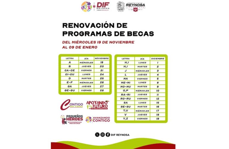 Llama DIF-Reynosa a realizar renovación de becas