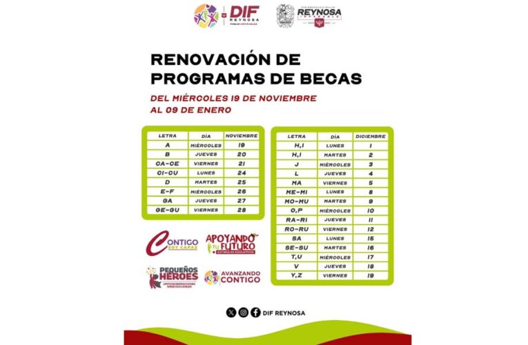 Continúa DIF-Reynosa proceso de renovación de becas