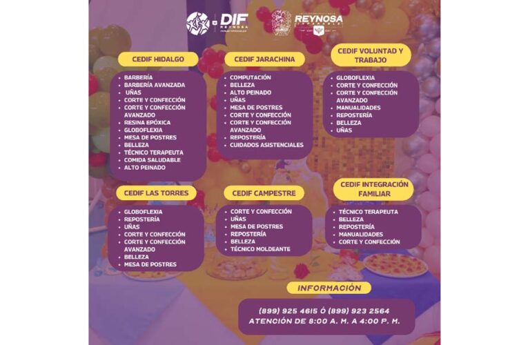 Ofrece DIF-Reynosa capacitación para el autoempleo con talleres CEDIF