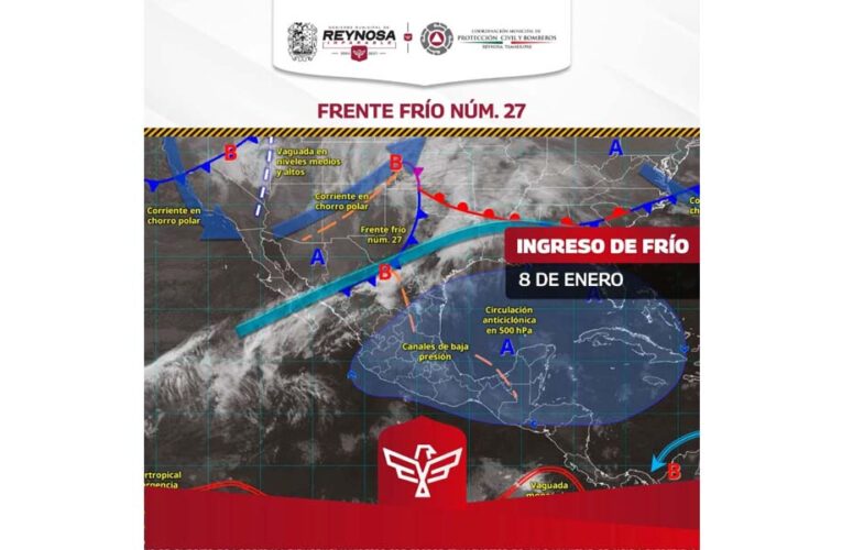 Arribará Frente Frío 28 tras el 27 que permanece estacionario en la región