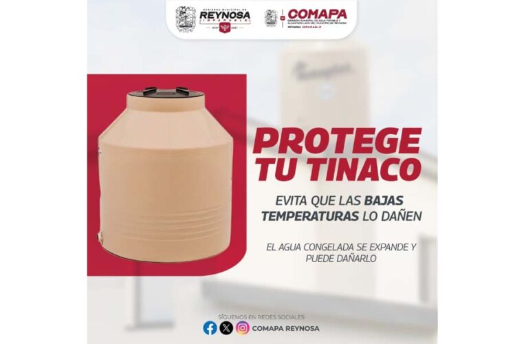 Recomienda COMAPA proteger tinacos y tuberías ante bajas temperaturas
