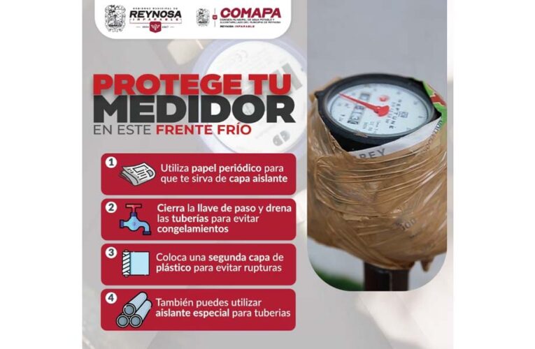 Recomienda COMAPA a proteger medidores ante posibles bajas temperaturas