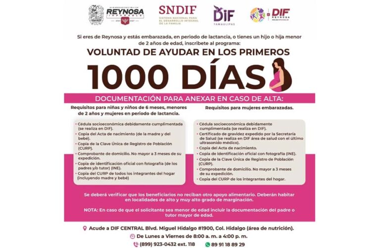 Invita DIF-Reynosa a sumarse al programa Voluntad de Ayudar en los Primeros 1000 Días