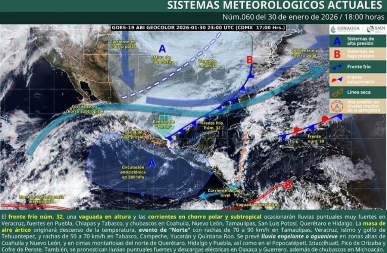 Pronóstico de frío y lluvia para esta noche de viernes 30 de enero