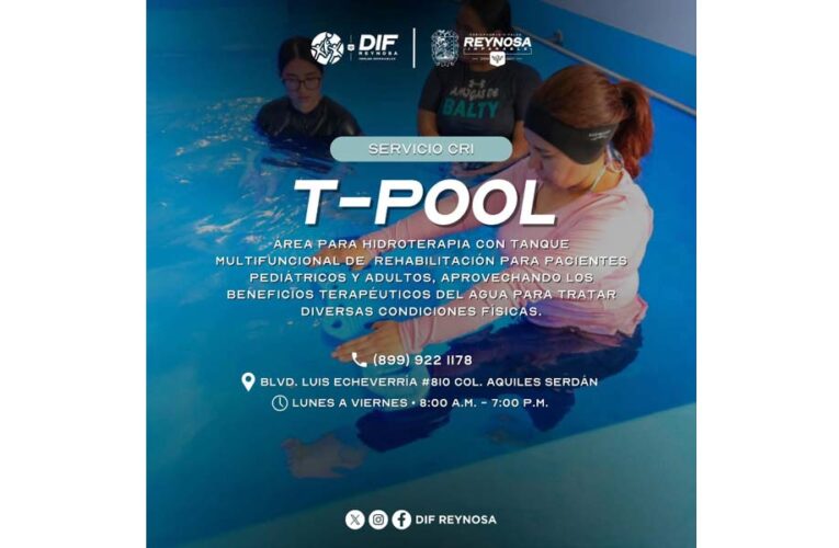 Ofrece DIF-Reynosa servicios de rehabilitación en el área de T-Pool en el CRI