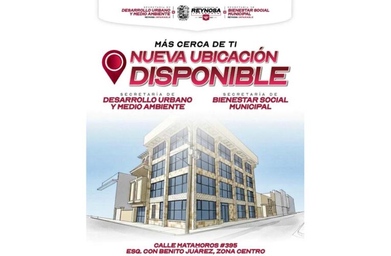 Invita Secretaría de Desarrollo Urbano y Medio Ambiente de Reynosa a nueva ubicación