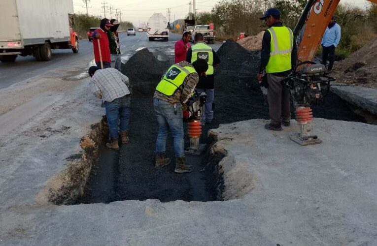 Reparó COMAPA tubería del emisor en la carretera Reynosa–Río Bravo