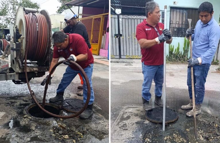 Da mantenimiento COMAPA Reynosa a red sanitaria en Hacienda Las Bugambilias